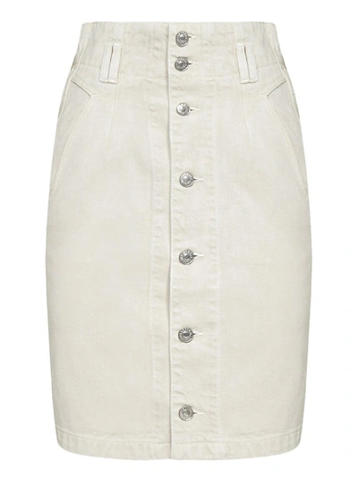 Shop Isabel Marant Tloan Denim Mini Skirt In White