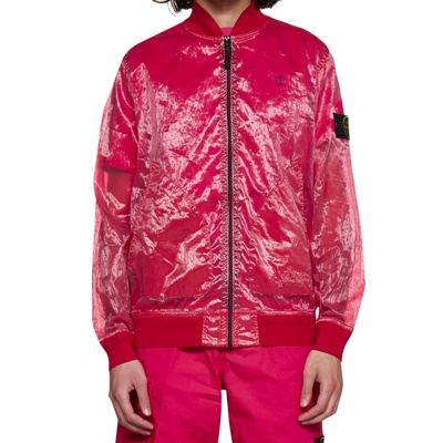 Shop Stone Island Pink Bomber Jacket