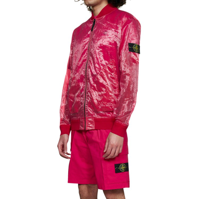 Shop Stone Island Pink Bomber Jacket