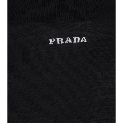 Shop Prada Black Wool Logo Sweater