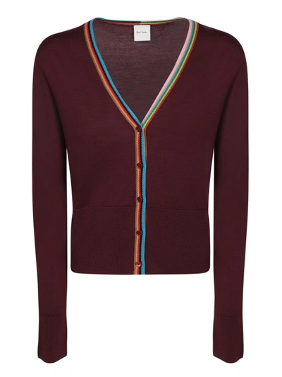 Shop Paul Smith Vneck Knitted Cardigan In Red