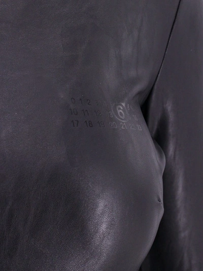 Shop Mm6 Maison Margiela Frontal Print Leather And Nylon Bodysuit In Black