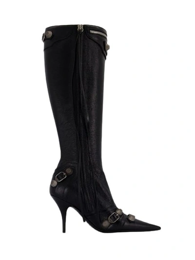 Shop Balenciaga Cagole H90 Boots - Leather - Black