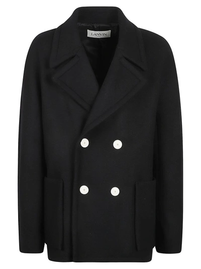 Shop Lanvin Double-breasted Wool Coat In Black