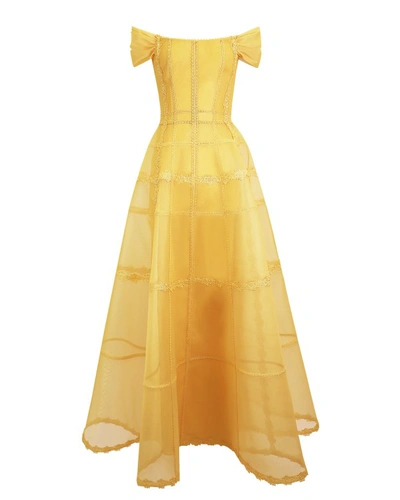 Shop Gemy Maalouf Mesh Long Dress - Long Dresses In Yellow