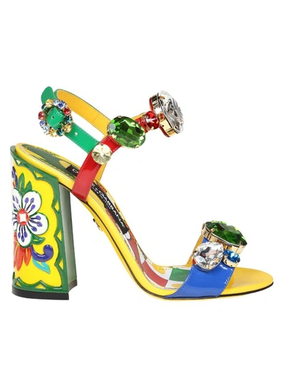 Shop Dolce & Gabbana Applied Stones Keira Sandal In Multicolor