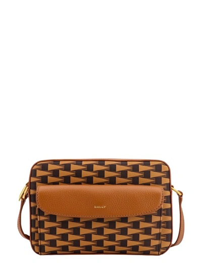 Shop Bally Coated Canvas And Leather Shoulder In Brown
