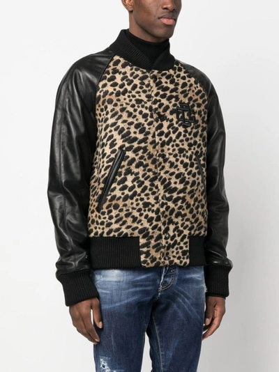 Shop Dsquared2 Brown Animal Print Wool Jacket