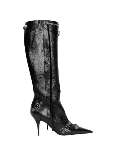 Shop Balenciaga Tall Cagole High Heel Boot In Black
