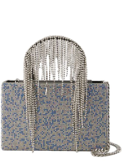 Shop Kara Crystal Mesh Midi Handbag - Leather - Blue Pixel