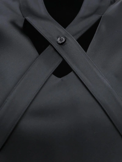 Shop Off-white Satin Dress With Belt At Waist In Black