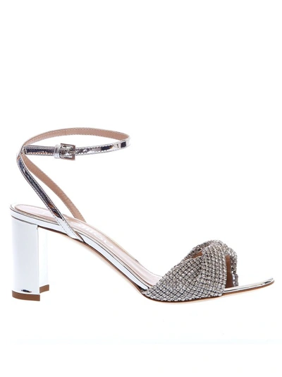 Shop Ninalilou 70mm Areegent Laminated Strass Sandals In Silver