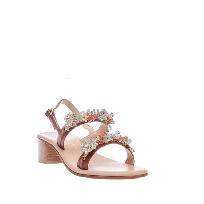 Paola Fiorenza 40 Heel Tan Leather Sandal In Brown