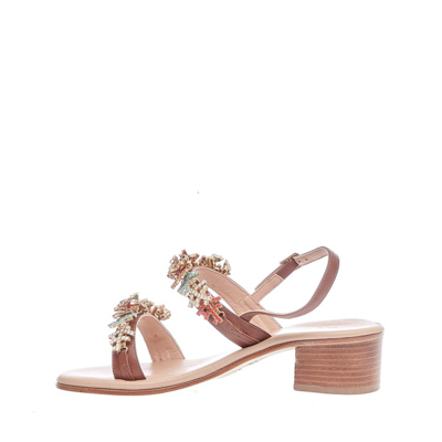 Paola Fiorenza 40 Heel Tan Leather Sandal In Brown