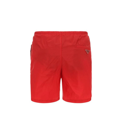 Shop Prada Logo Swim Shorts In Red