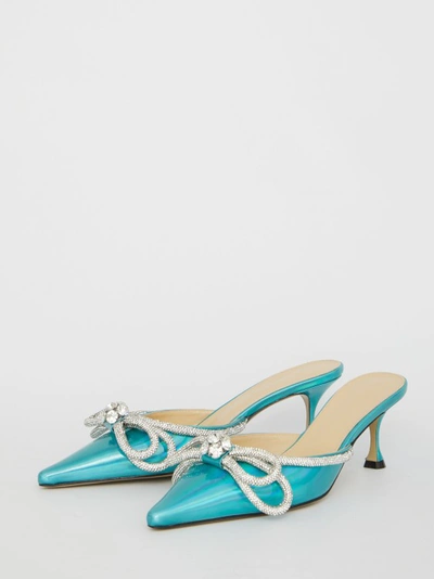 Shop Mach & Mach Iridescent Blue Leather Sandals