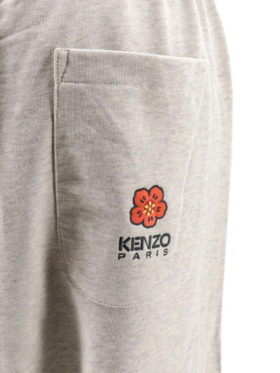 Shop Kenzo Cotton Trouser With Boke Flower Embroidery In Grey