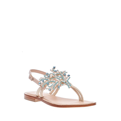 Paola Fiorenza Tuchese Coral And Rope Flip Flops In Neutrals