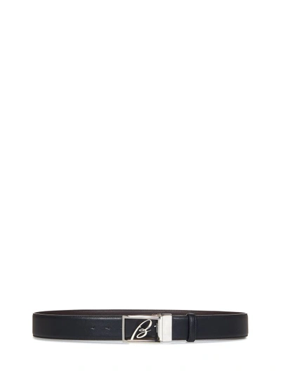 Shop Brioni Black Calf Leather Reversible Belts