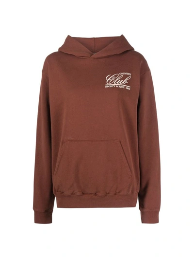 Shop Sporty And Rich 94 Country Club Hoodie In Burgundy