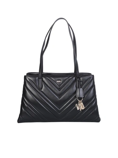 Shop Dkny Madison Leather Shopper Bag In Black