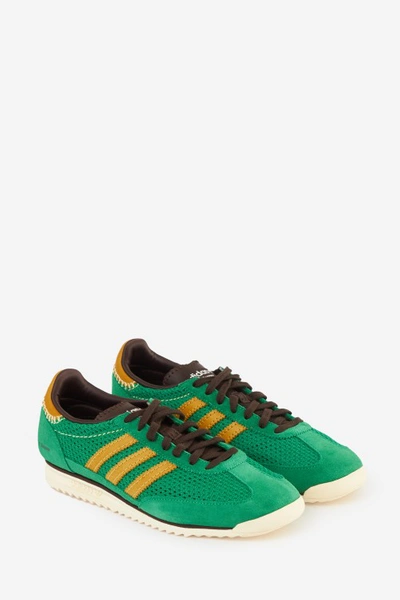 Shop Adidas Originals Wb Sl72 Knit Sneakers In Green Suede And Leather