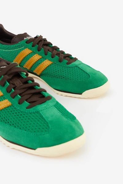 Shop Adidas Originals Wb Sl72 Knit Sneakers In Green Suede And Leather