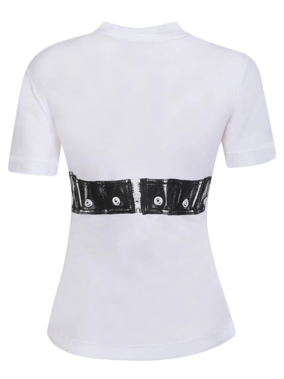 Shop Alexander Mcqueen Cut-out Bustier Print White Cotton T-shirt