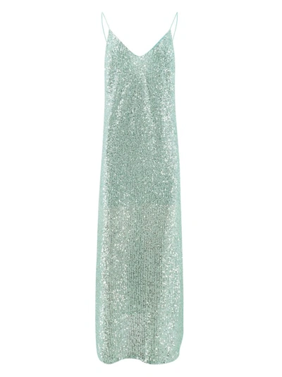 Shop The Nina Studio Long Dress With All-over Sequins In Green