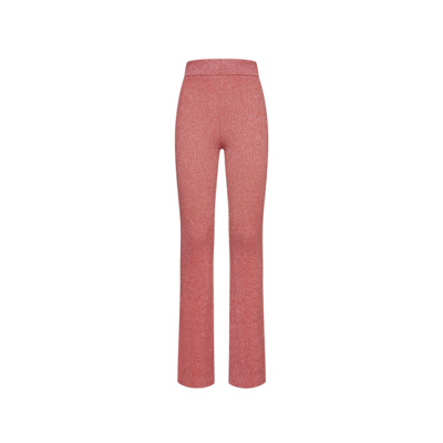 Shop Gcds Pink Viscose And Lurex Pants