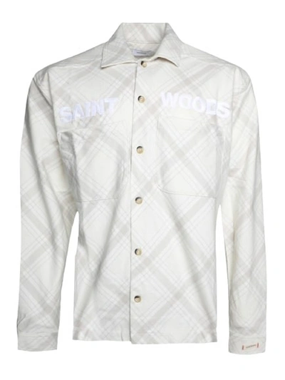 Shop Saintwoods Unlined Flanel Shirt In White