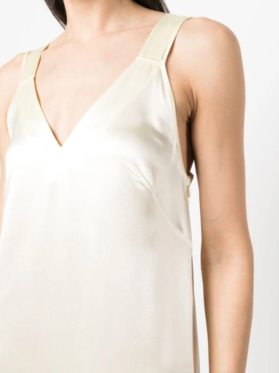 Shop Calvin Klein Beige Vneck Sleeveless Midi Dress In Neutrals