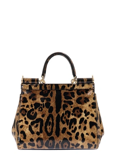 Shop Dolce & Gabbana All-over Animalier Print Patent Leather Handbag In Brown