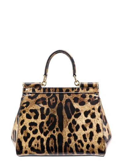 Shop Dolce & Gabbana All-over Animalier Print Patent Leather Handbag In Brown