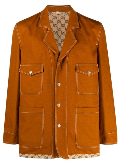 Shop Gucci Brown Gg Reversible Jacket