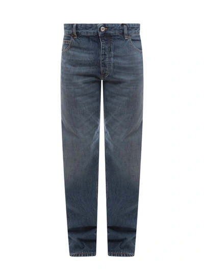 Shop Bottega Veneta Cotton Jeans With Iconic Green Tag In Blue