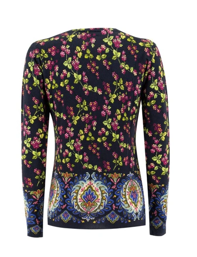 Etro Floral Patterned V-neck Knitted Top In Black