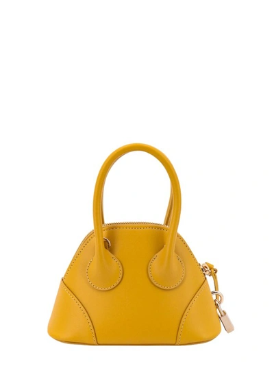 Shop Apc Leather Handbag With Logo Print In Yellow