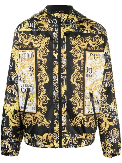 Shop Versace Jeans Couture Zip-up Jacket With Hood In Black