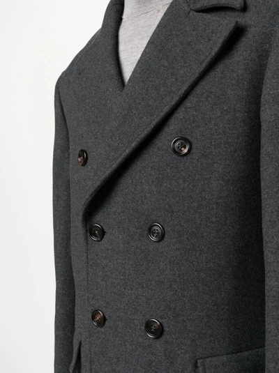 Shop Brunello Cucinelli Grey Double-breasted Coat