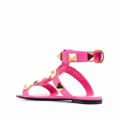 Shop Valentino Roman Stud Leather Sandals In Pink