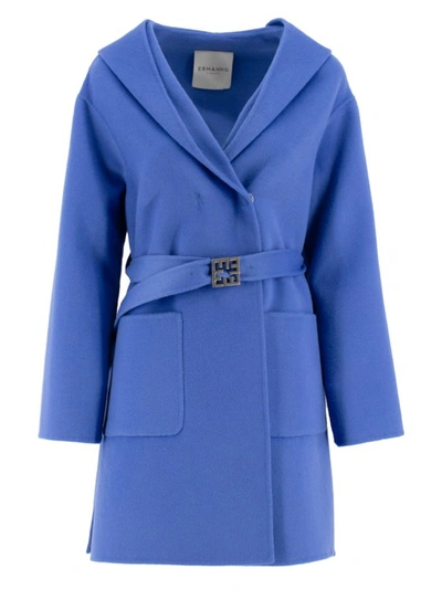 Shop Ermanno Scervino Blue Single-breasted Coat