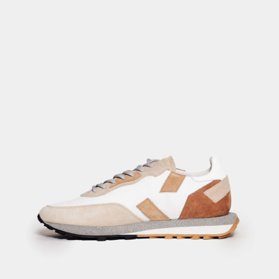 Shop Ghoud Rush Sneakers In Sand Suede And White Fabric In Neutrals