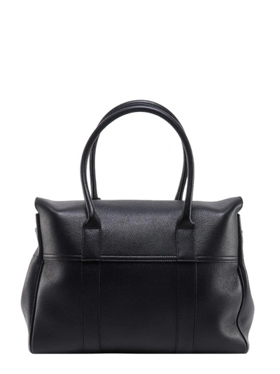 Shop Mulberry Leather Handbag With Engraved Logo In Black