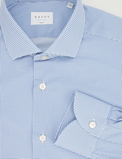 Shop Xacus Check Motif Long-sleeved Shirt In Blue