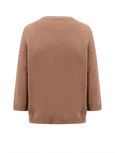 Shop Valentino Iconic Studs Cashmere Sweater In Brown