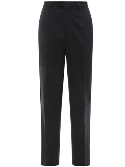 Shop Mm6 Maison Margiela Virgin Wool Blend Trouser With Embossed Stitching In Black