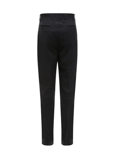 Shop Mm6 Maison Margiela Virgin Wool Blend Trouser With Embossed Stitching In Black