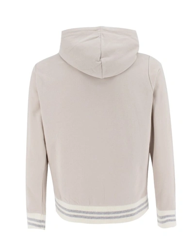 Shop Eleventy Ribbed Edges Hoodie In Neutrals