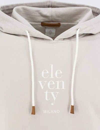 Shop Eleventy Ribbed Edges Hoodie In Neutrals